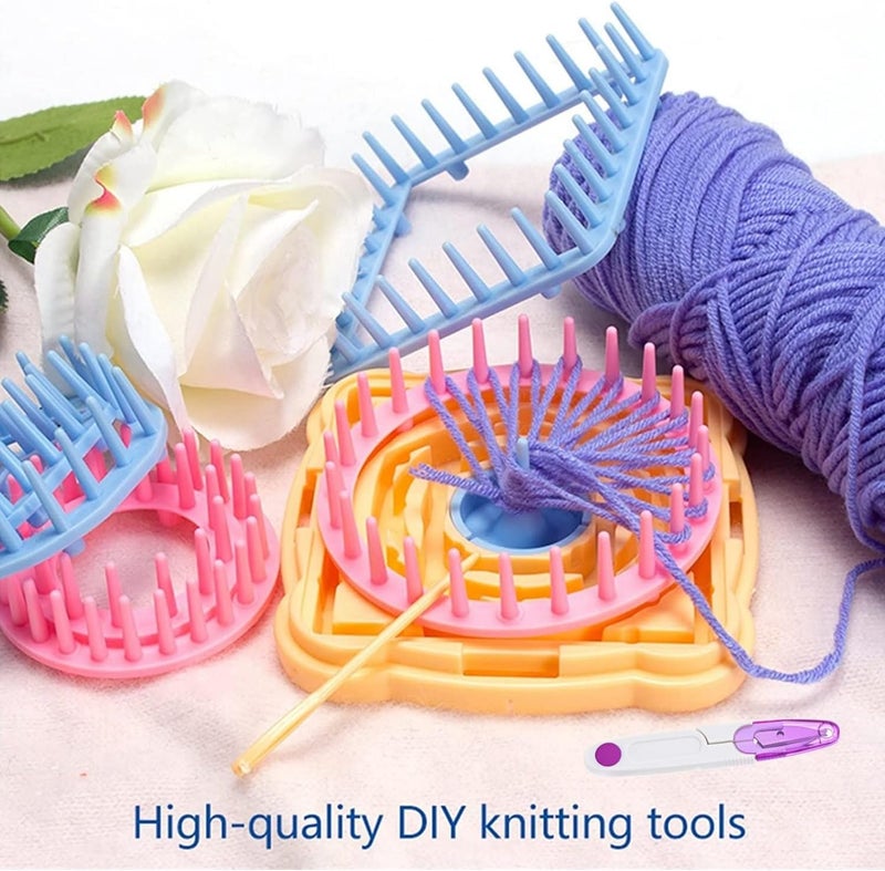 Ayasee Weaving Loom Kit, Flower Knitting Loom Kit, Frame Looms, Knitting Wool, Round/Square Knitting Looms Craft Kit Multi Color (Flower Maker + Pom Maker) - Image 5